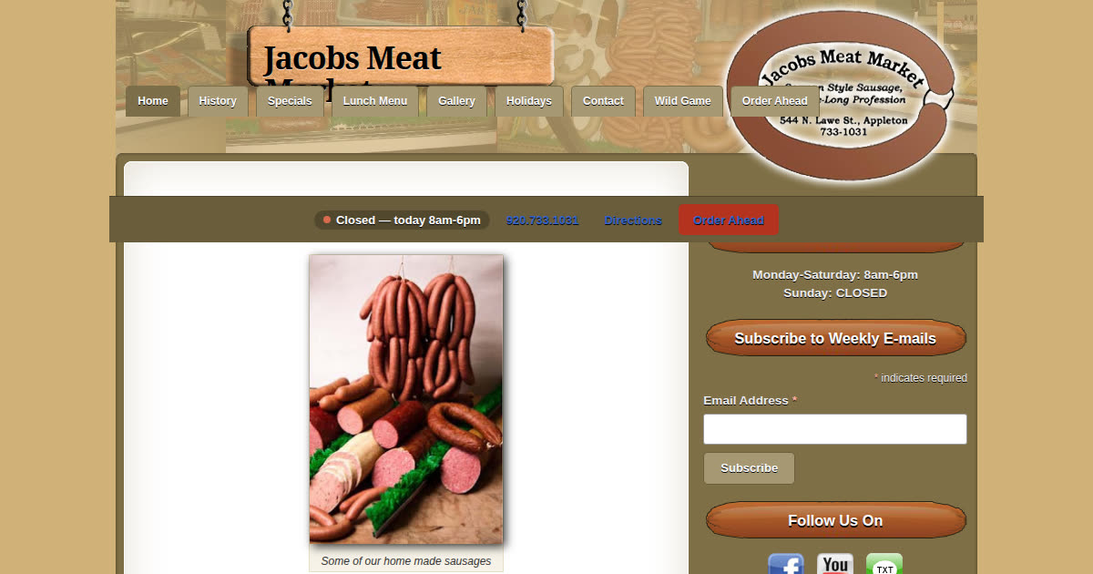 Jacob's Meat Market homepage